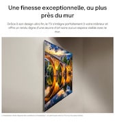 La LG OLED evo AI G6, présentée de côté, met en valeur son design Flush Fit Gallery avec une fixation murale sans écart, affichant une scène nocturne d’un pont éclairé avec des reflets sur l’eau.